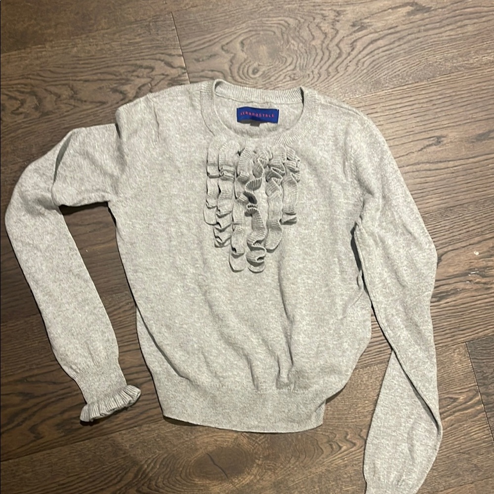 Aeropostale Heather Gray Ruffle Knit Top